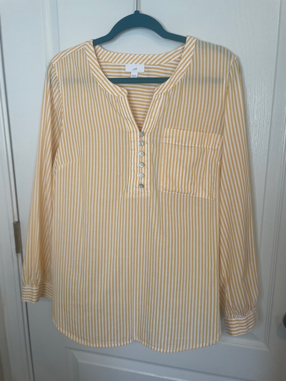 J. Jill Yellow and White Striped long sleeve Top - medium